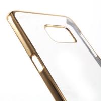 Пластиковый прозрачный чехол для Samsung Galaxy S6 edge+ золотой