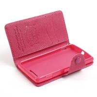 Кожаный чехол книжка для Sony Xperia M розовый