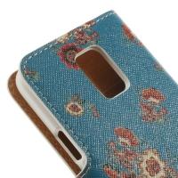 Чехол книжка для Samsung Galaxy S5 mini Blue with Flower