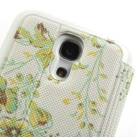 Flip чехол книжка для Samsung Galaxy S4 mini Green Flowers