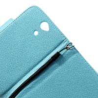 Кожаный чехол книжка для Sony Xperia V голубой