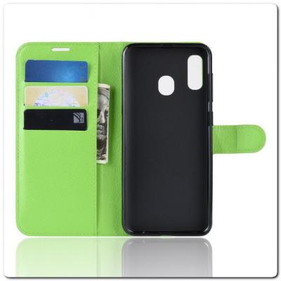 Чехол Книжка Book Wallet с Визитницей и Кошельком для Samsung Galaxy A40 Зеленый