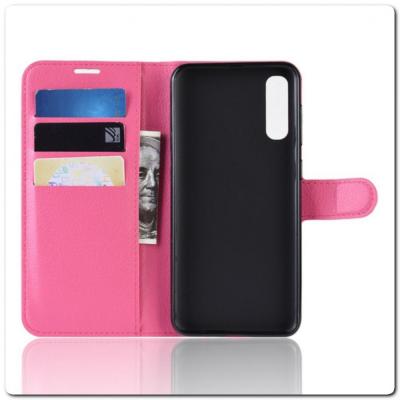 Чехол Книжка Book Wallet с Визитницей и Кошельком для Samsung Galaxy A70 Ярко-Розовый