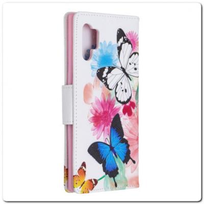 Чехол Книжка Color Wallet с Магнитным Язычком для Samsung Galaxy Note 10+ / Note 10 Plus с Рисунком Бабочки