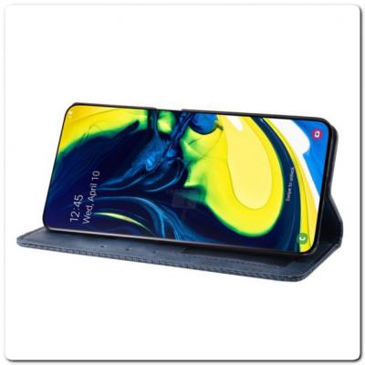 Чехол Книжка с Скрытыми Магнитами Авто Закрытие для Samsung Galaxy A80 Синий