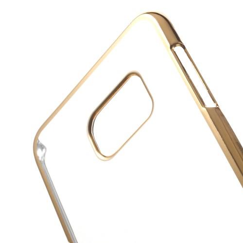 Пластиковый прозрачный чехол для Samsung Galaxy S6 edge+ золотой