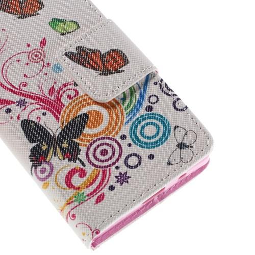 Чехол книжка для Sony Xperia Z5 Compact орнамент Бабочки на белом