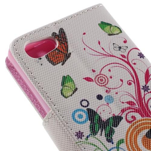 Чехол книжка для Sony Xperia Z5 Compact орнамент Бабочки на белом