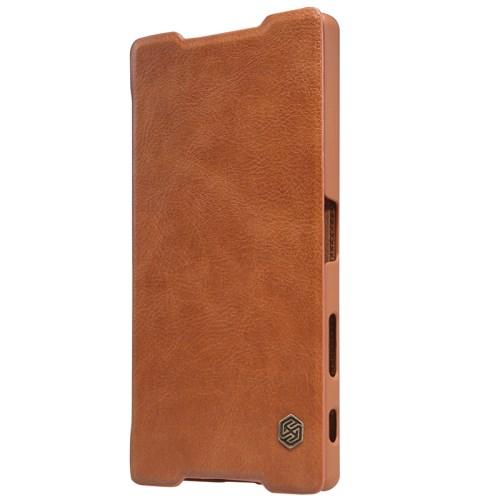 Кожаный чехол книжка для Sony Xperia Z5 Premium Nillkin Qin - коричневый