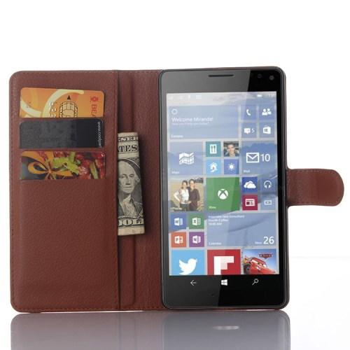 Флип чехол книжка для Microsoft Lumia 950 XL коричневый
