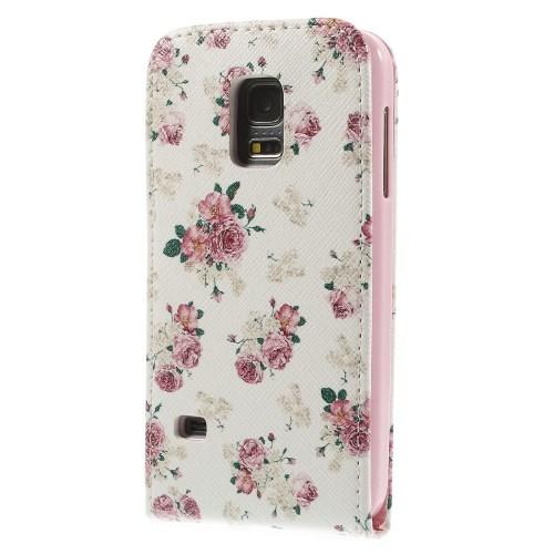 Чехол Down Flip для Samsung Galaxy S5 mini Pink Flower Pattern