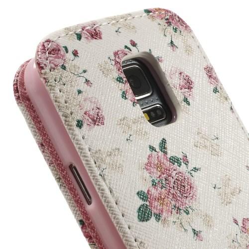 Чехол Down Flip для Samsung Galaxy S5 mini Pink Flower Pattern