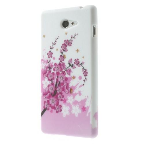 Силиконовый чехол для Sony Xperia M2 с орнаментом Sakura