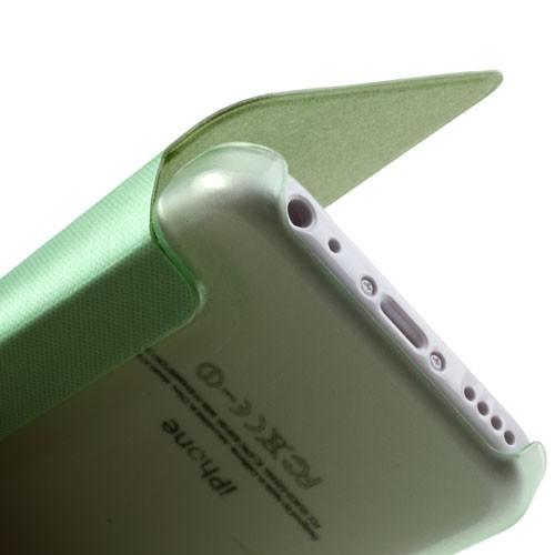 Кожаный чехол книжка для iPhone 5C зеленый