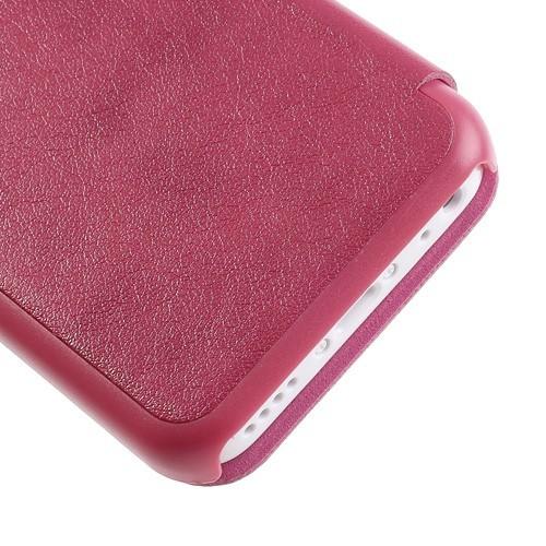 Кожаный чехол книжка для iPhone 5C розовый
