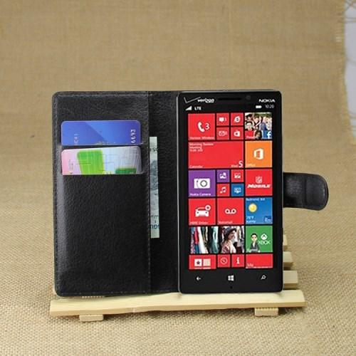 Кожаный чехол книжка для Nokia Lumia 930 черный