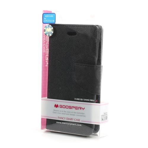 Кожаный чехол книжка для Sony Xperia M черный