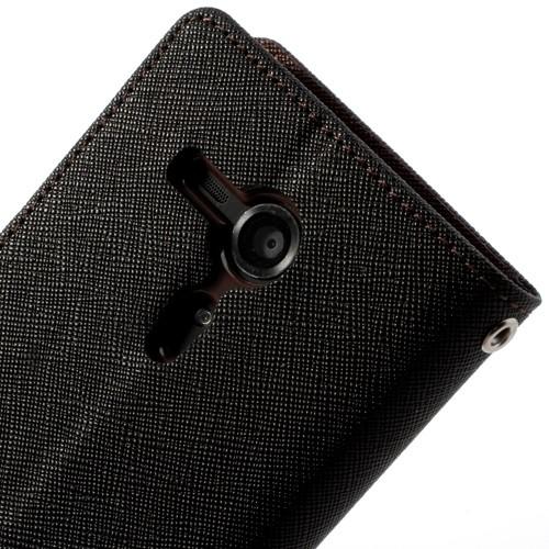 Flip чехол книжка для Sony Xperia SP черный с коричневым