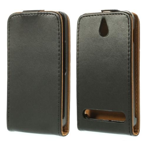 Кожаный flip чехол для Sony Xperia E1 и Sony Xperia E1 dual черный