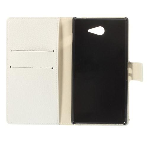 Кожаный чехол книжка для Sony Xperia M2 белый