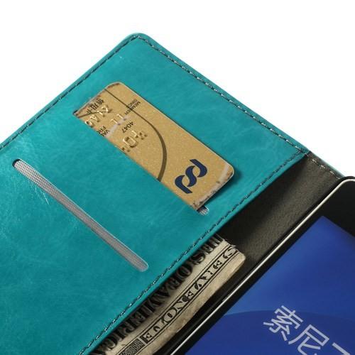 Кожаный чехол книжка для Sony Xperia Z2 голубой