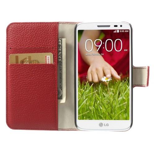 Кожаный чехол книжка для LG G2 mini красный