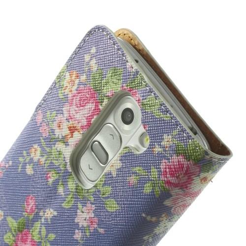 Кожаный чехол книжка для LG G2 mini Purple Flower Pattern