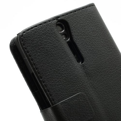 Кожаный чехол книжка для Sony Xperia S черный