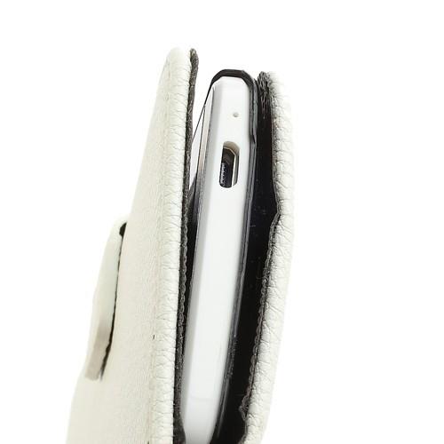 Кожаный чехол книжка для HTC One mini M4 белый Leechi