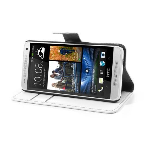 Кожаный чехол книжка для HTC One mini M4 белый
