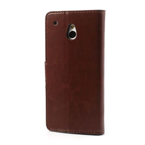 Кожаный чехол книжка для HTC One mini M4 коричневый