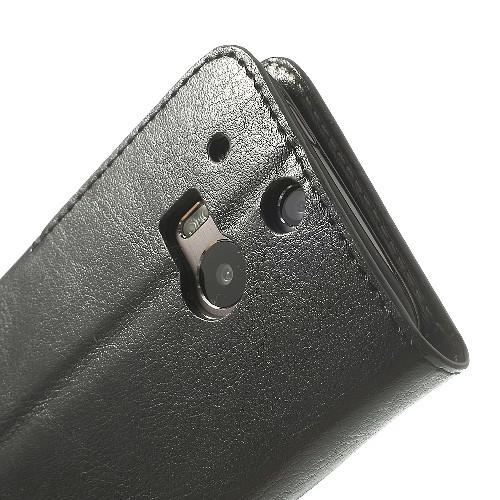 Кожаный чехол книжка для HTC One M8 черный Lichee