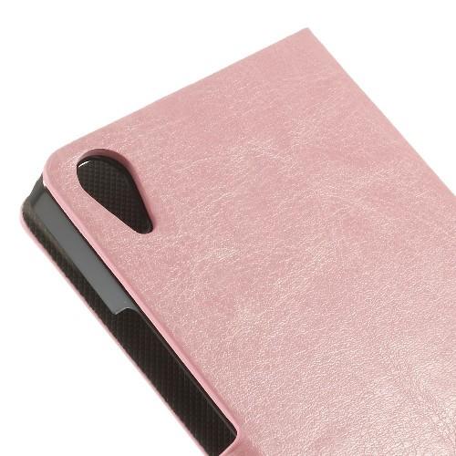 Кожаный чехол книжка для Huawei Ascend P7 розовый