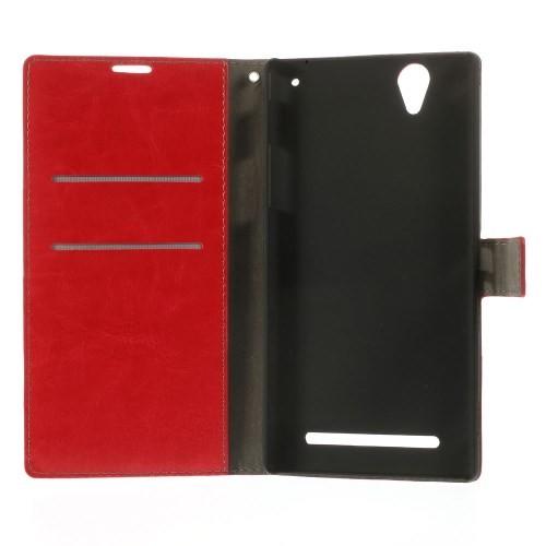 Кожаный чехол книжка для Sony Xperia T2 Ultra красный