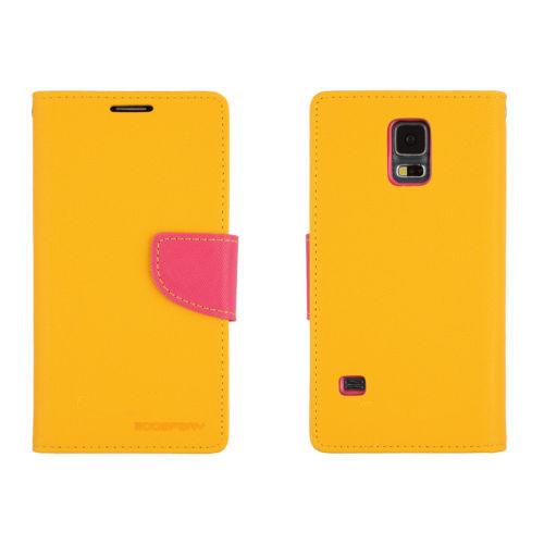 Чехол книжка для Samsung Galaxy S5 Goospery желтый и розовый