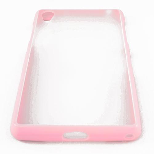 Силиконовый чехол для Sony Xperia Z2 светло розовый/прозрачный