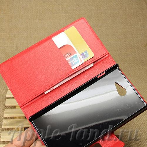 Чехол книжка для Sony Xperia M2, Xperia M2 Dual кожаный флип красный