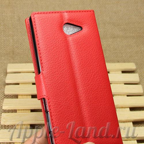 Чехол книжка для Sony Xperia M2, Xperia M2 Dual кожаный флип красный