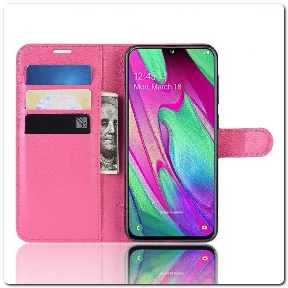 Чехол Книжка Book Wallet с Визитницей и Кошельком для Samsung Galaxy A40 Ярко-Розовый