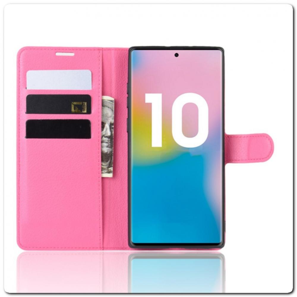 Чехол Книжка Book Wallet с Визитницей и Кошельком для Samsung Galaxy Note 10+ / Note 10 Plus Ярко-Розовый