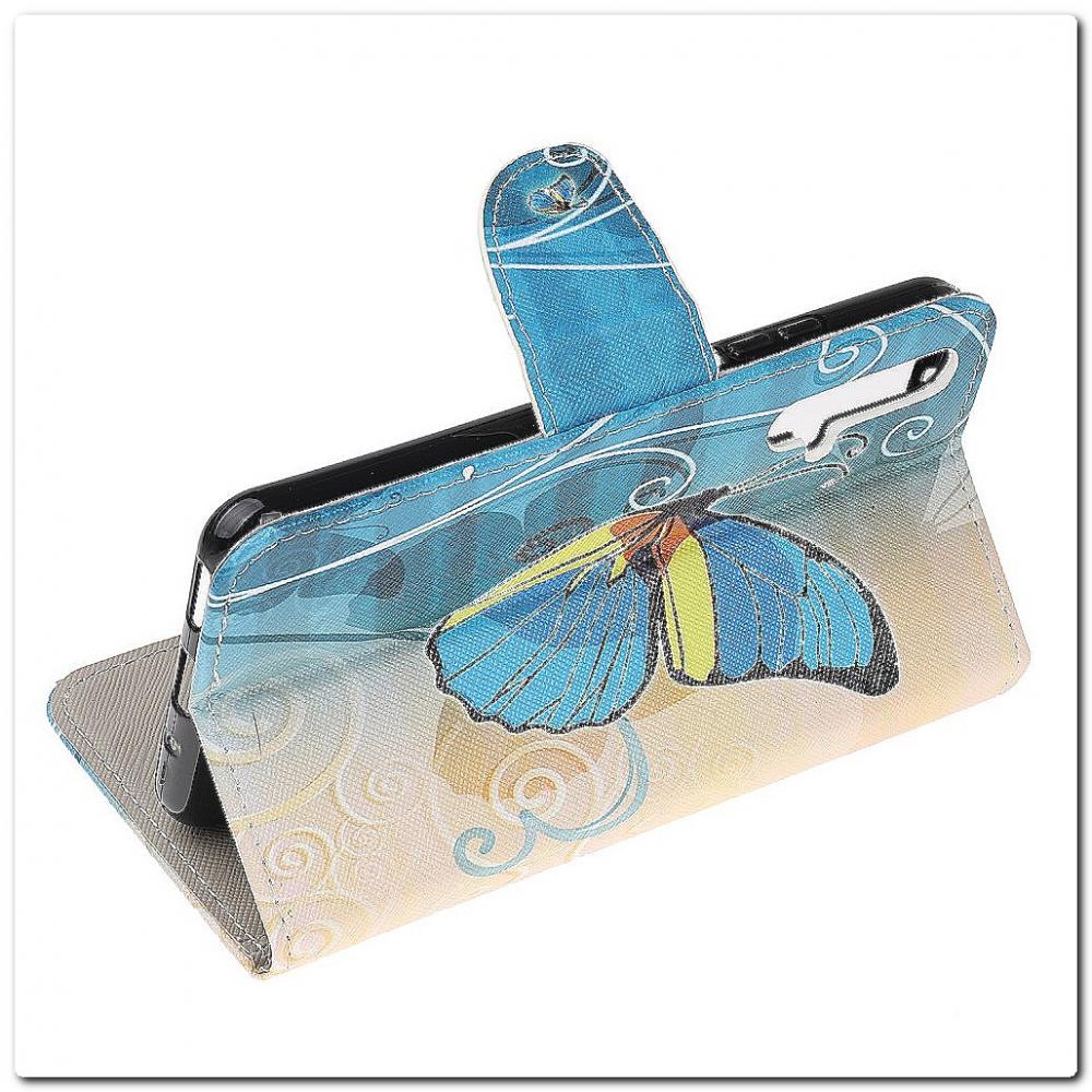 Чехол Книжка Color Wallet с Магнитным Язычком для Huawei Honor 20 с Рисунком Голубые Бабочки