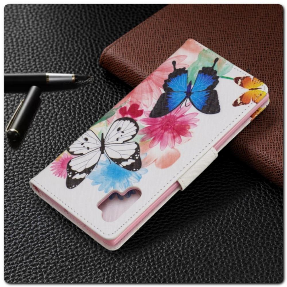 Чехол Книжка Color Wallet с Магнитным Язычком для Samsung Galaxy Note 10+ / Note 10 Plus с Рисунком Бабочки