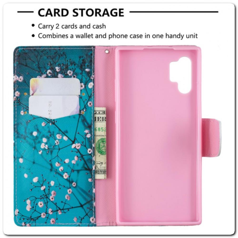 Чехол Книжка Color Wallet с Магнитным Язычком для Samsung Galaxy Note 10+ / Note 10 Plus с Рисунком Цветочные Ветки