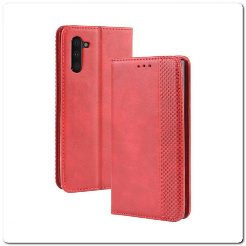 Чехол Книжка с Скрытыми Магнитами Авто Закрытие для Samsung Galaxy Note 10 Красный