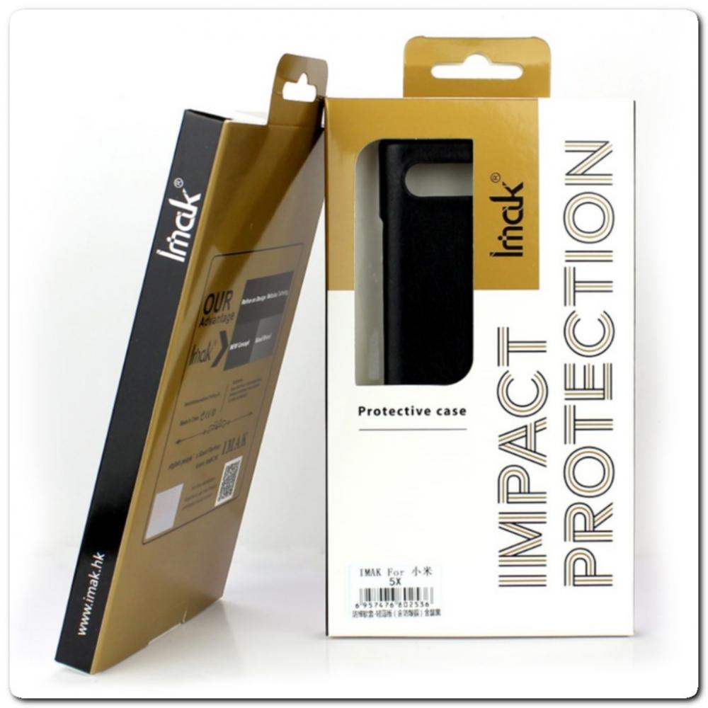 IMAK Ruiy PU Кожаный Чехол из Ударопрочного Пластика для Samsung Galaxy A70 - Черный