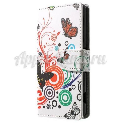 Чехол книжка для Sony Xperia Z3 Compact орнамент Бабочки