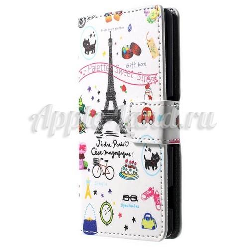 Чехол книжка для Sony Xperia Z3 Compact орнамент Париж