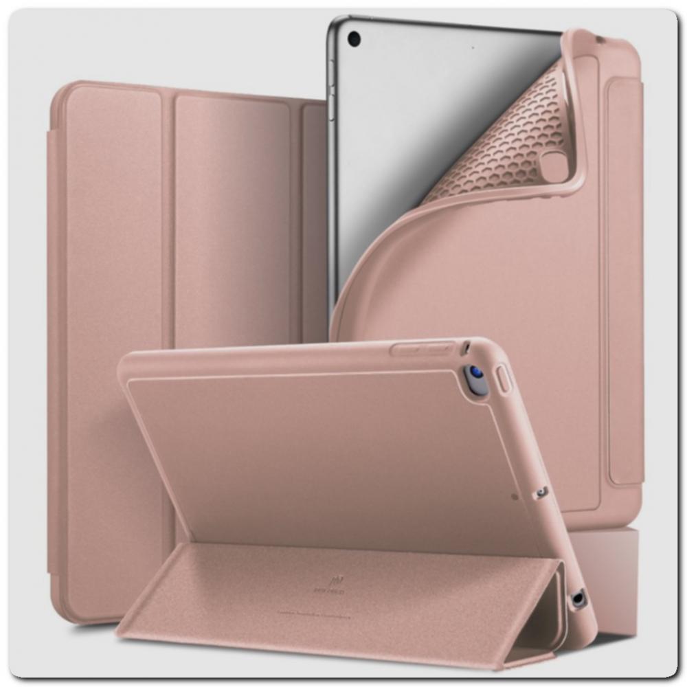 PU Кожаный Чехол Книжка для iPad mini 2019 Складная Подставка Ярко-Розовый