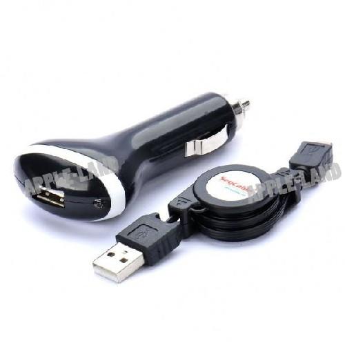 Автомобильное универсальное зарядное устройство с USB Plug Черный цвет