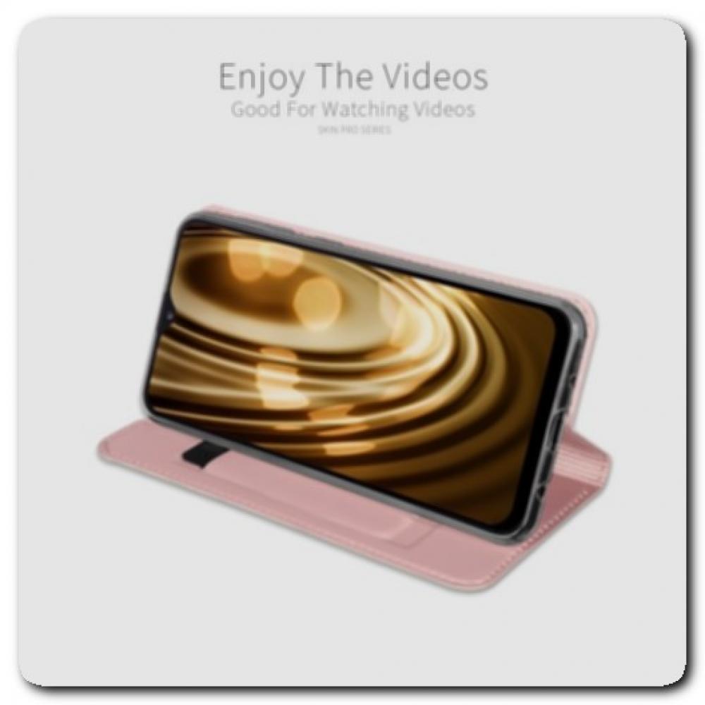 Тонкий Чехол Книжка DUX DUCIS из Гладкой Искусственной Кожи для Samsung Galaxy A10 Ярко-Розовый